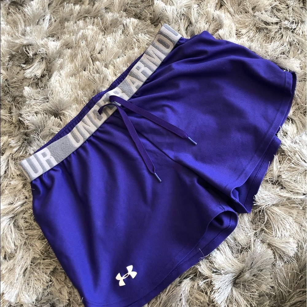 Purple under armour running shorts